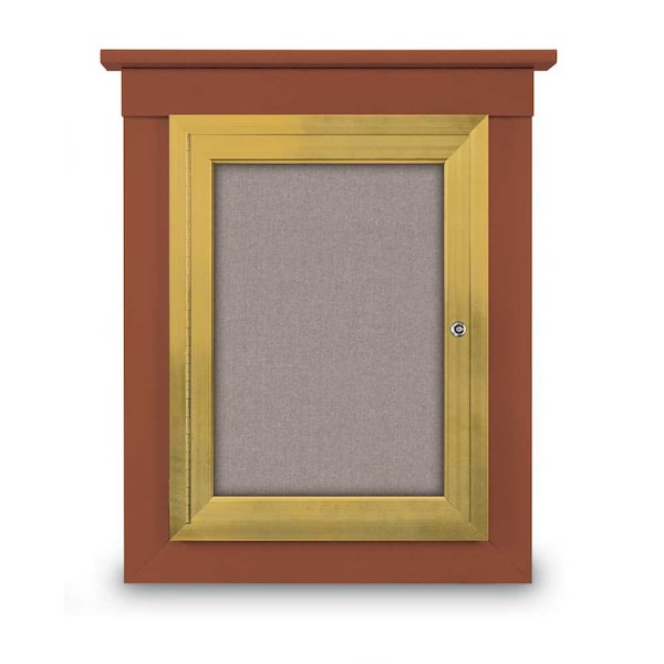 72"x48" 3-Door Enclosed Letterboard, Blue Vinyl/Cherry